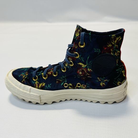 Converse Platform Hi Top Shoes Women’s Size 7.5 Blue Floral CTAS Lift Ripple - Picture 4 of 11